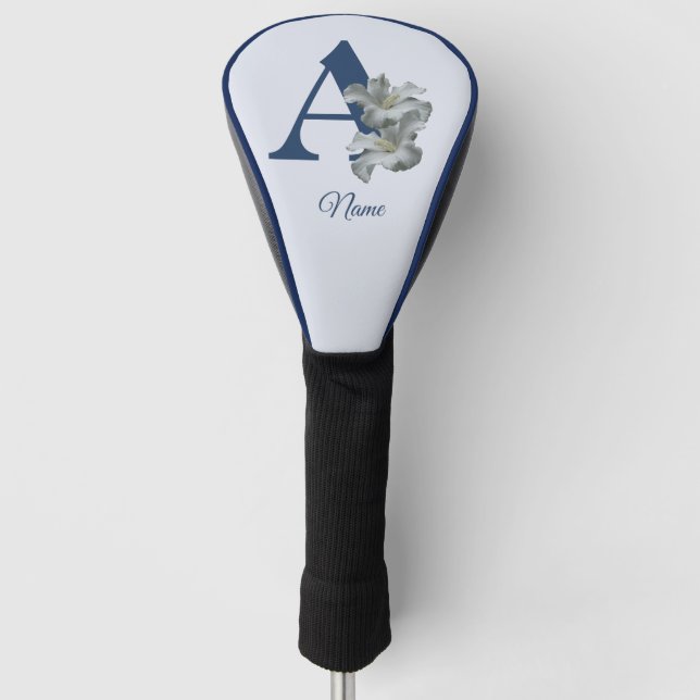 Hibiskus-Blumen-Monogramm Initiale A Personalisier Golf Headcover (Vorderseite)