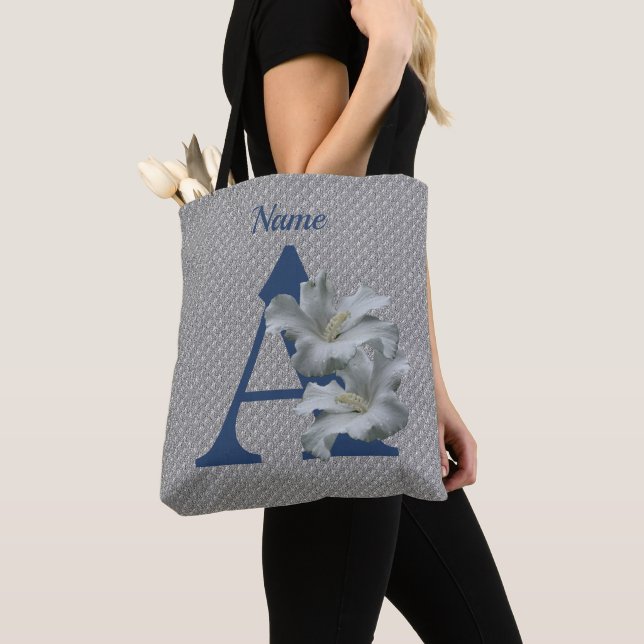 Hibiskus-Blumen-Monogramm Initiale A Personalisier Tasche (Von Nahem)