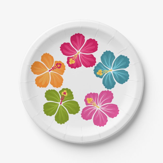 Hibiskus-Blumen Pappteller (Vorderseite)