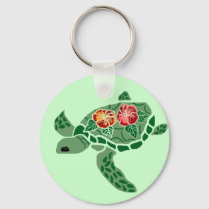 Hibiskus-Blumen-Seeschildkröte-Schlüsselkette Schlüsselanhänger