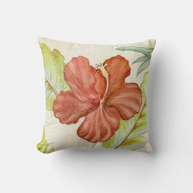 Hibiskus-Blumethrow-Kissen Kissen (Vorderseite)