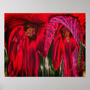Hibiskus-Blüten-Fantasie Florales Abstract  Poster
