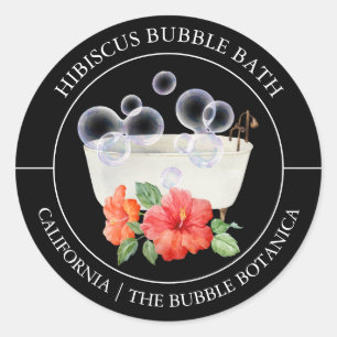 Hibiskus Bubble-Bath-Etikett Runder Aufkleber