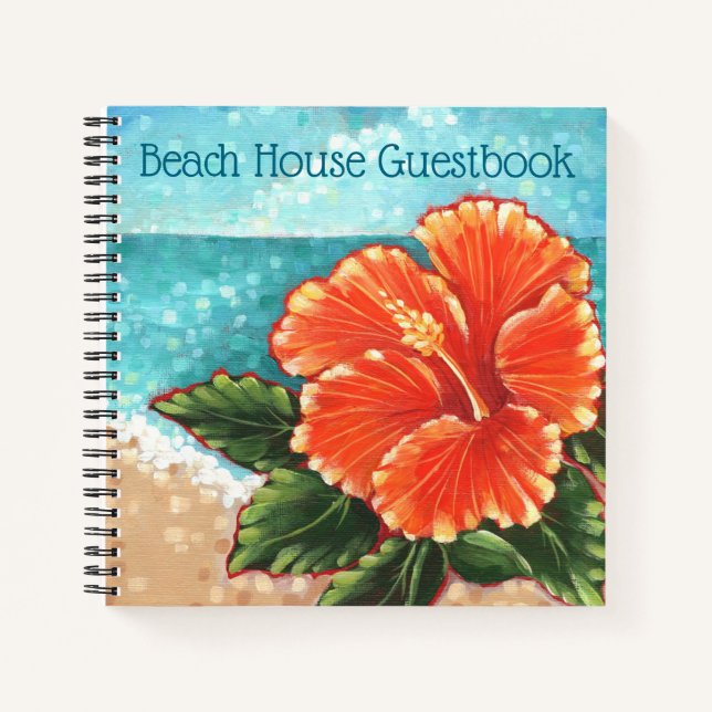 "Hibiskus by Beach" Custom Notebook/Gästebuch Notizbuch (Vorderseite)