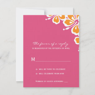 Hibiskus Delight Wedding RSVP Card - Azalea - Karte