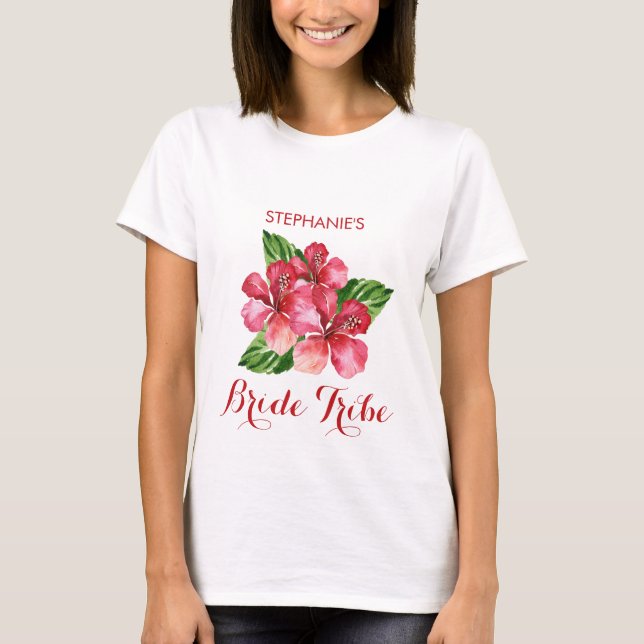 Hibiskus der Braut Tropischer Blumenroter T-Shirt (Vorderseite)