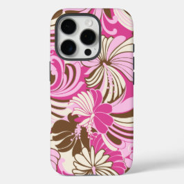 Hibiskus Dschungel Hawaii rosa und braun iPhone 16 Pro Hülle