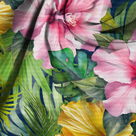 Hibiskus-Dschungel-Nahtlosmuster Stoff
