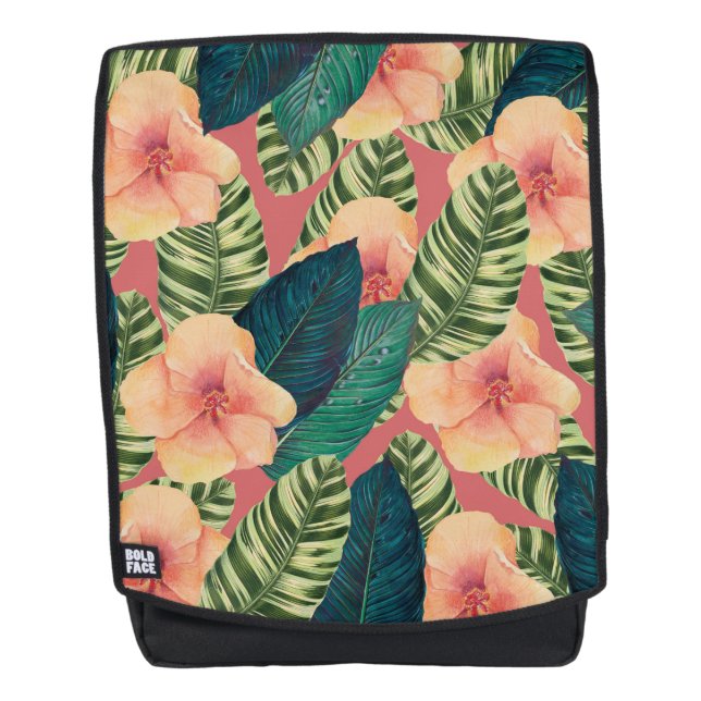 Hibiskus-exotische Koralle Rucksack (Vorderseite)