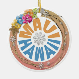 Hibiskus-Feiertagsverzierung Mauis Hawaii Keramikornament
