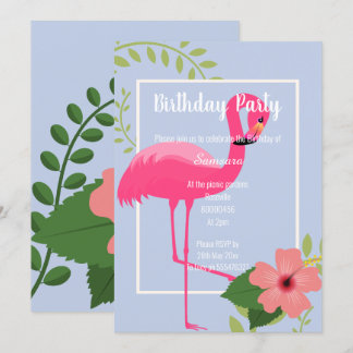 HIBISKUS FLAMINGO BLAUE WHITE GOLD EINLADUNG