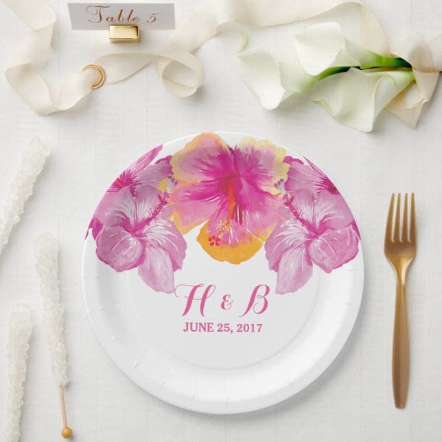 Hibiskus Floral Hochzeitspapier-Teller Pappteller (Hochzeit)
