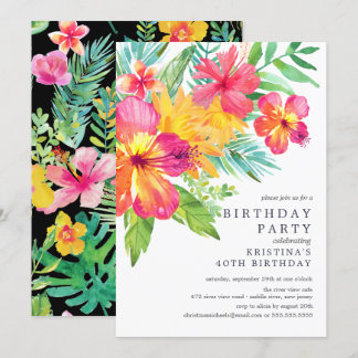 Hibiskus Floral Tropical Geburtstagsparty Einladung