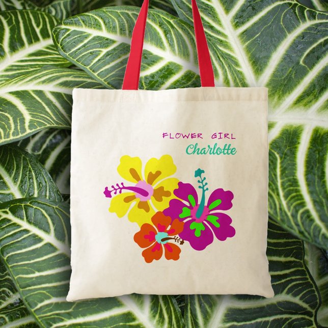 Hibiskus Flower Girl Brautparty Personalisiert Tragetasche (Von Creator hochgeladen)