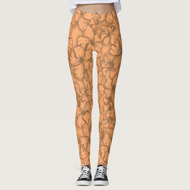 Hibiskus Garden Hawaiian Tropical Floral Leggings (Vorderseite)
