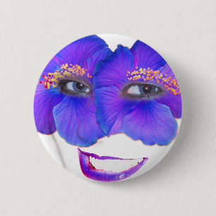 Hibiskus-Gesicht mit Lächeln - Blau Button