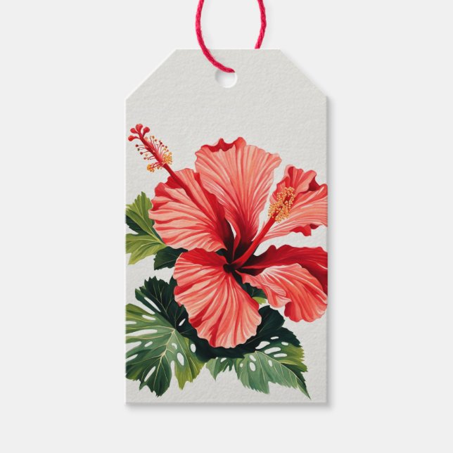 Hibiskus Gift Favor Tag Geschenkanhänger (Vorderseite)