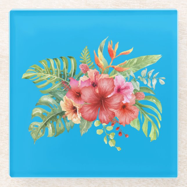 Hibiskus Glasuntersetzer (Vorderseite)