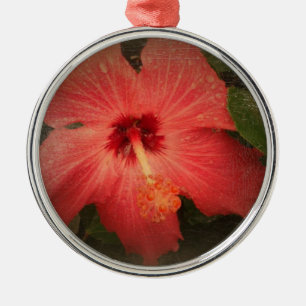 Hibiskus Grunge Silbernes Ornament