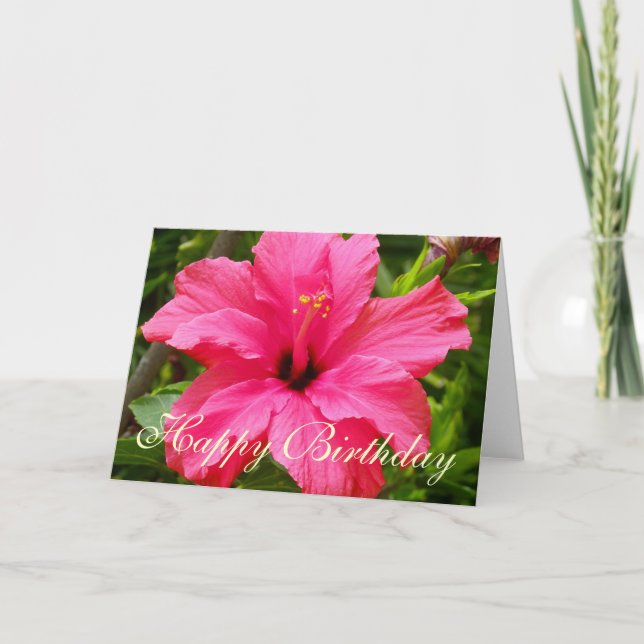 Hibiskus - Happy Birthday Karte (Vorderseite)