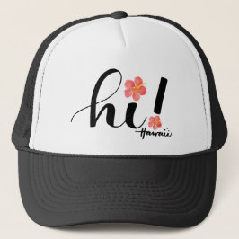 Hibiskus Hawaii hallo! Fernlastfahrer-Hut Truckerkappe