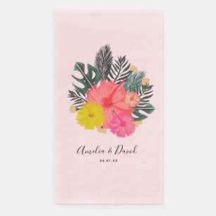 Hibiskus Hawaii Tropical Hand Drawn Floral Wedding Serviette