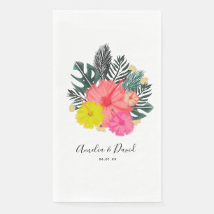 Hibiskus Hawaii Tropische Handgezeichnete Florale  Serviette