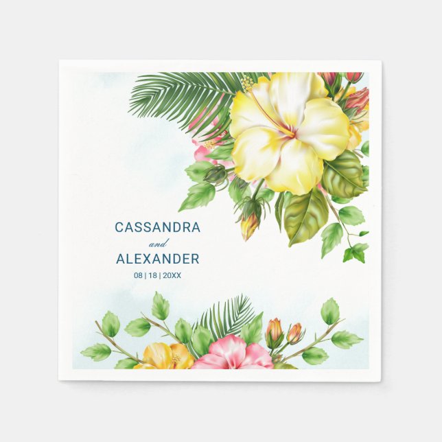 Hibiskus Hawaiian Tropical Floral Wedding Serviette (Vorderseite)