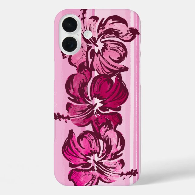 Hibiskus Hawaiian Tropical Pink iPhone 16 Plus Hülle (Rückseite)