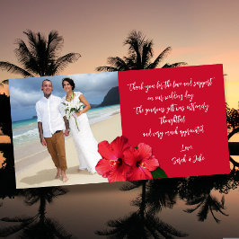 Hibiskus-Hochzeitsfoto-Budget-Dankeskarten Dankeskarte