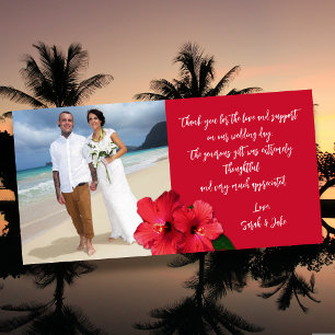 Hibiskus-Hochzeitsfoto-Budget-Dankeskarten Dankeskarte