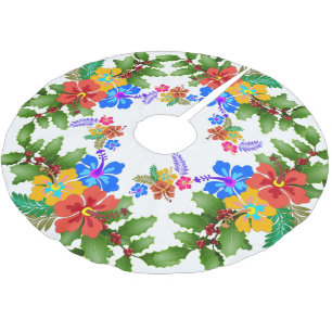 Hibiskus in Holly Tropical Design Polyester Weihnachtsbaumdecke