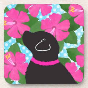 Hibiskus-Insel Black Dog Untersetzer-Set Getränkeuntersetzer