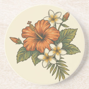 Hibiskus-Insel Hawaiianisches Motiv - Reversibles  Getränkeuntersetzer