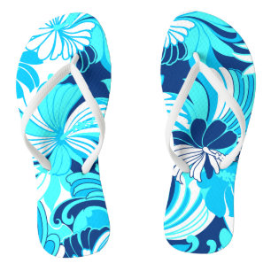 Hibiskus Jungle Hawaiian Tropical Floral Flip Flops