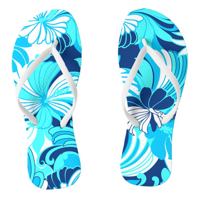 Hibiskus Jungle Hawaiian Tropical Floral Flip Flops (Fußbett)