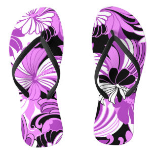 Hibiskus Jungle Hawaiian Tropical Floral Flip Flops