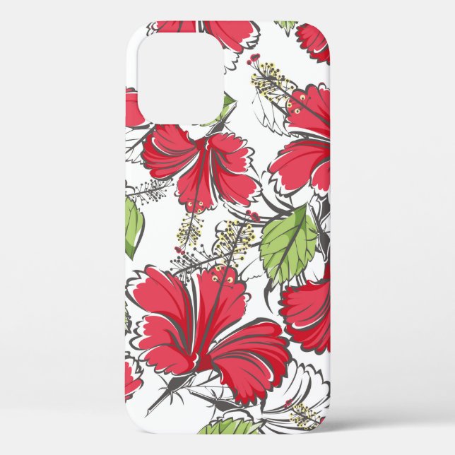 Hibiskus mit tropischen Blätter und Blume  Case-Mate iPhone Hülle (Rückseite)
