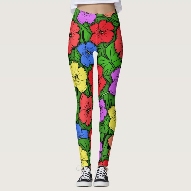 Hibiskus & Monstera #4 Leggings (Vorderseite)