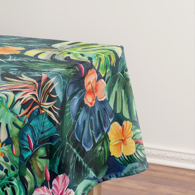Hibiskus Monstera Dschungel Tischdecke (Beispiel)