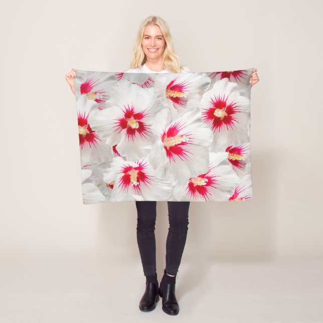 Hibiskus - Muster der chinesischen Rose Blume Fleecedecke (Beispiel)