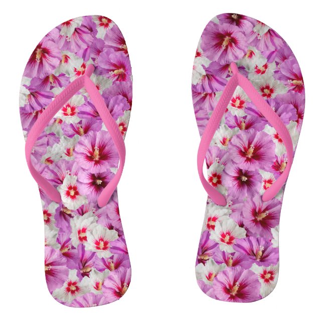 Hibiskus - Muster der chinesischen Rose Blume Flip Flops (Fußbett)