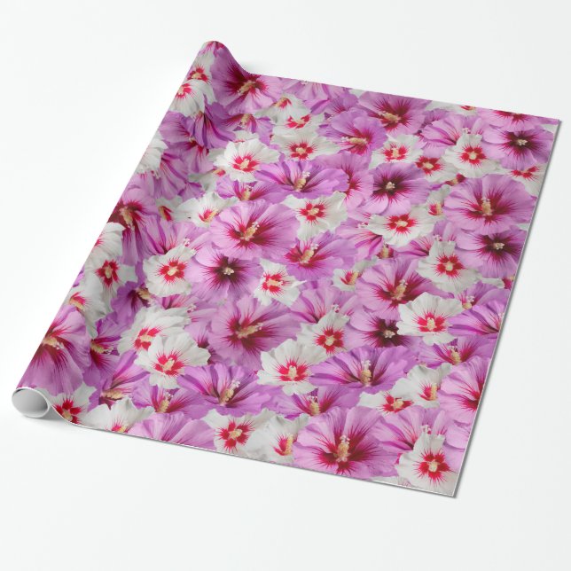 Hibiskus - Muster der chinesischen Rose Blume Geschenkpapier (Ungerollt)