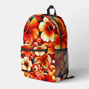 Hibiskus Orange Yellow, tropische hawaiianische Bl Bedruckter Rucksack