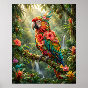 Hibiskus Papagei Tropic Glow Poster
