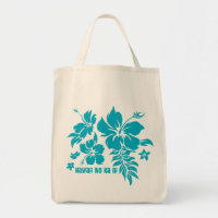 Hibiskus Pareau Hawaiian Floral in Turq für Tasche