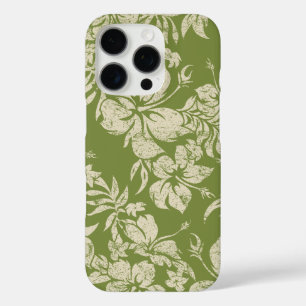 Hibiskus Pareau Hawaiian Floral Moss Green iPhone 16 Pro Hülle