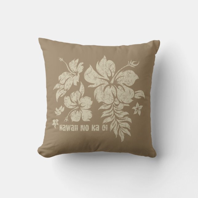 Hibiskus Pareau Hawaiian Floral Reversible Pillow Kissen (Vorderseite)