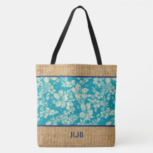 Hibiskus Pareau Hawaiian Monogramm Strandtasche Tasche