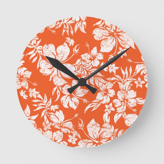 Hibiskus Pareau Hawaiian Wall Runde Wanduhr (Vorderseite)